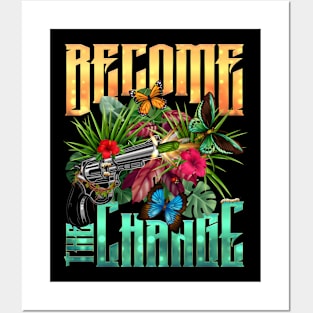 Gun Shooting Butterflies -  Become the Change Posters and Art